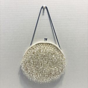 Beaded Bag Purse by Joseph Magnin Hand Made Off White Evening Wedding Handbag